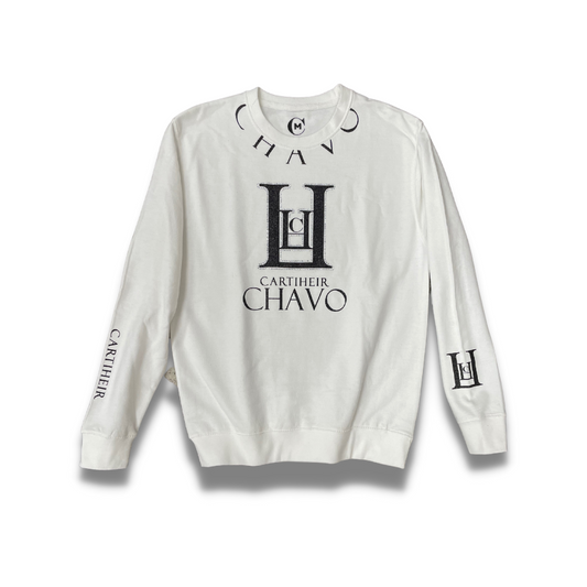 White Fashionable Designer Crewneck